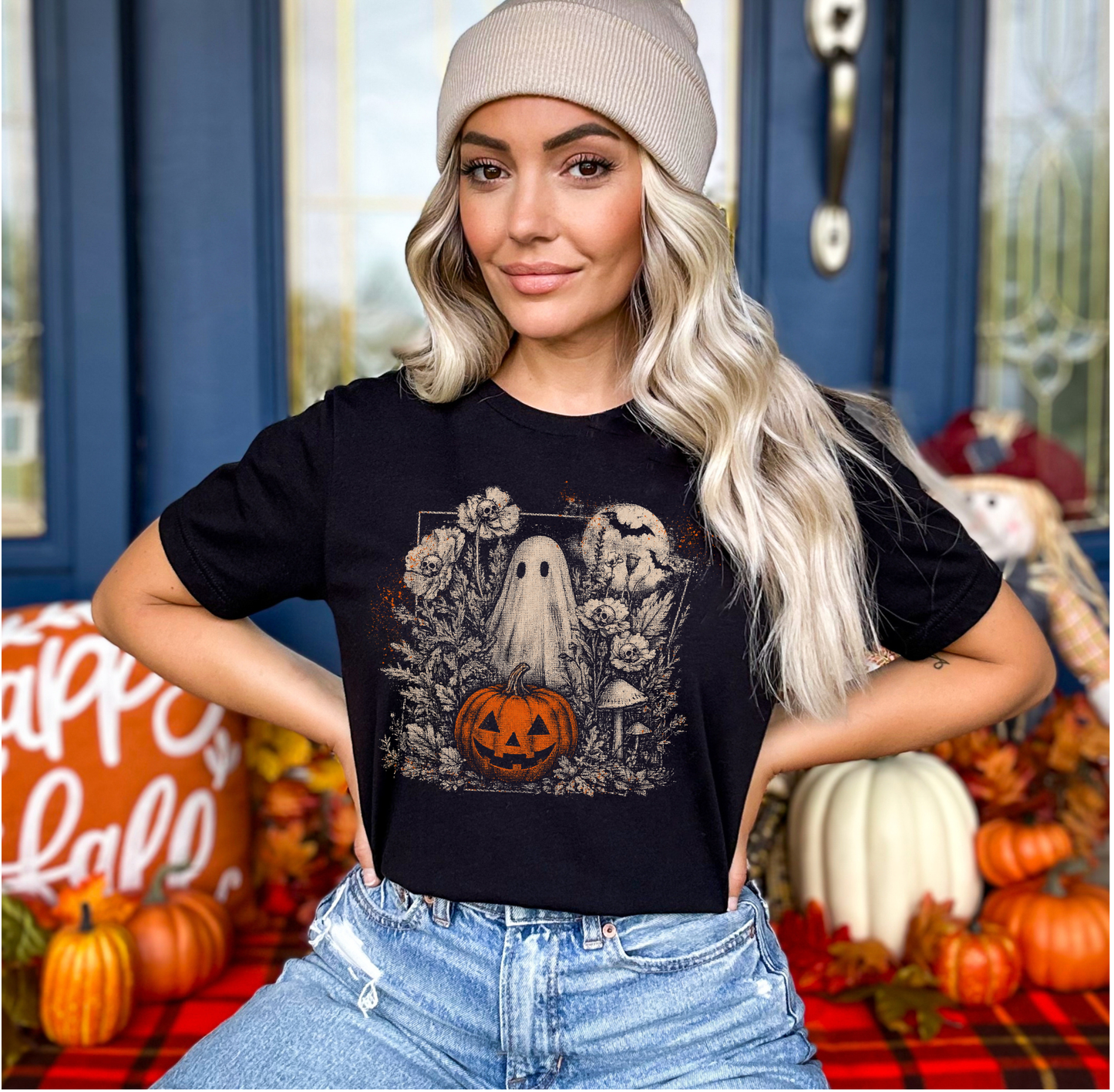 Ghost and Pumpkin Vintage Tee