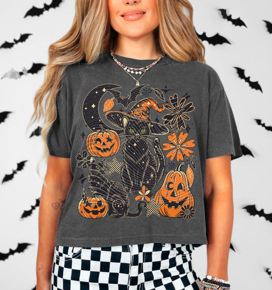 Black Cat & Pumpkins Tee