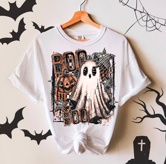 Checkered cute Ghost tee