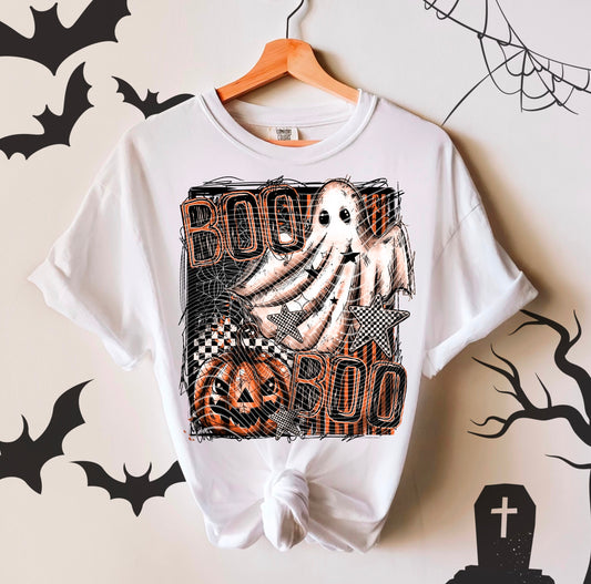 Checkered Ghost & Jack O’ Lantern tee
