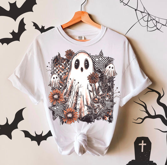 Floral Checkered Ghost tee