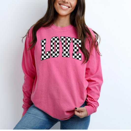 Checkered Love Comfort Colors Long sleeve Tee