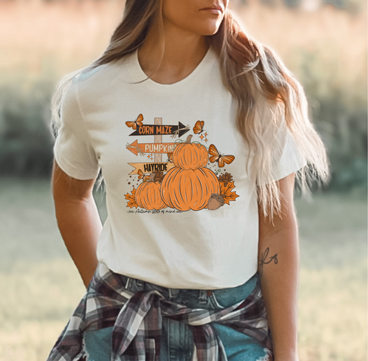 Corn maze, Pumpkins & Hay rides Fall Tee