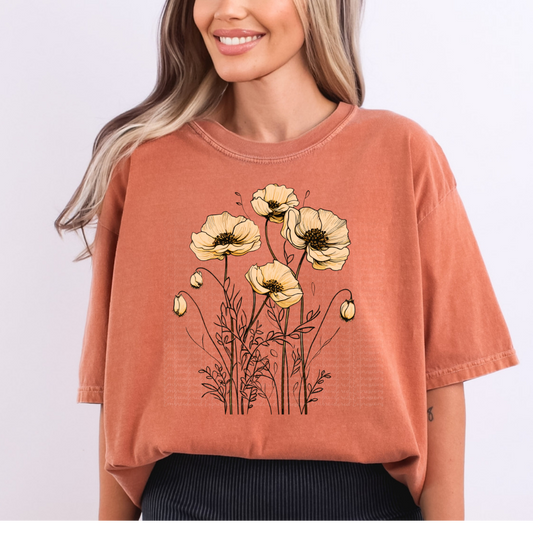 Boho Poppies Comfort Colors Tee