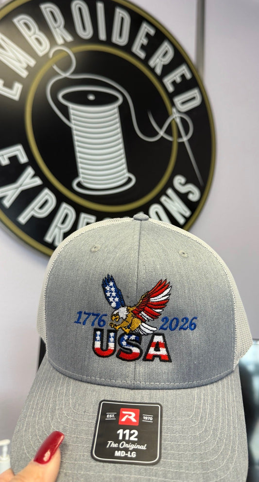 1776 USA Embroidered Hat