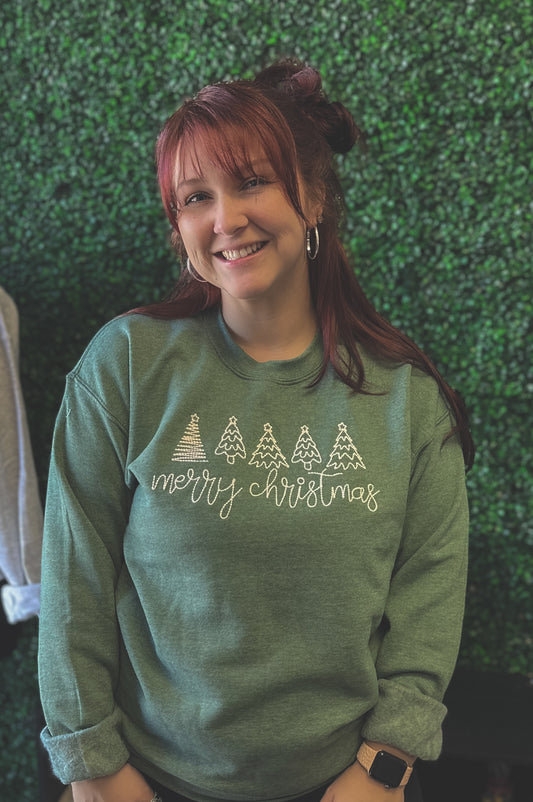 Embroidered Christmas Tree Sweatshirt