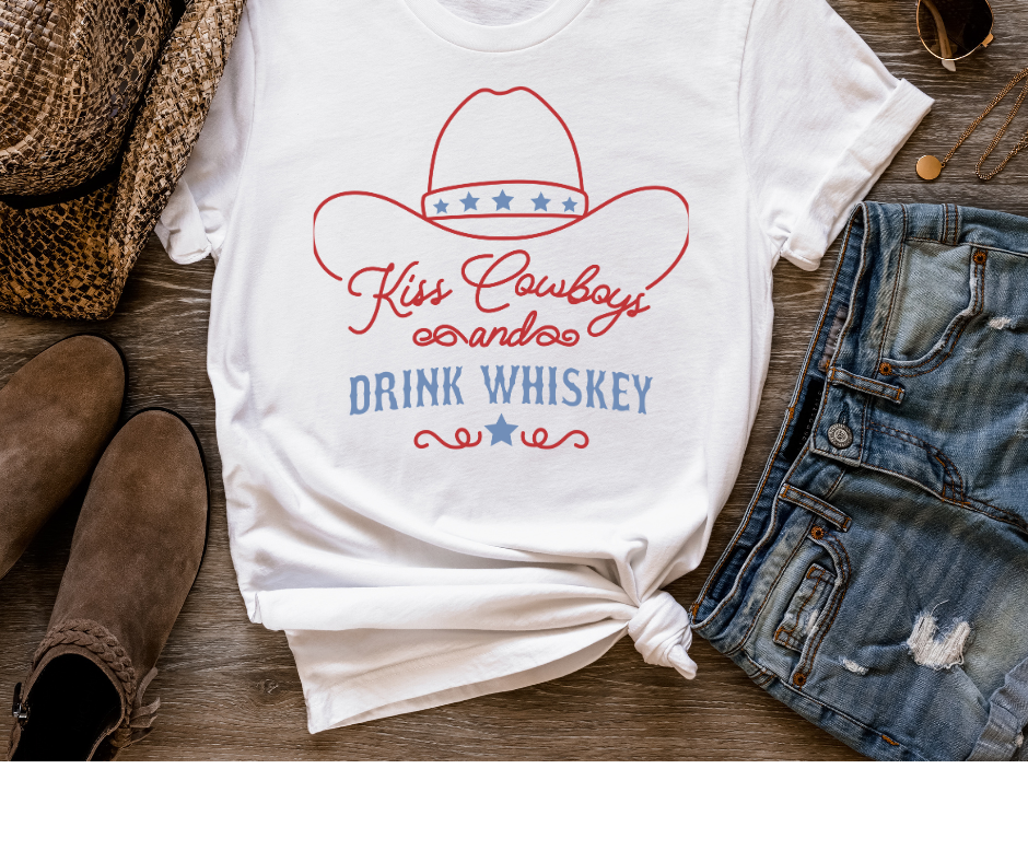 Kiss Cowboys & Drink Whiskey Tee