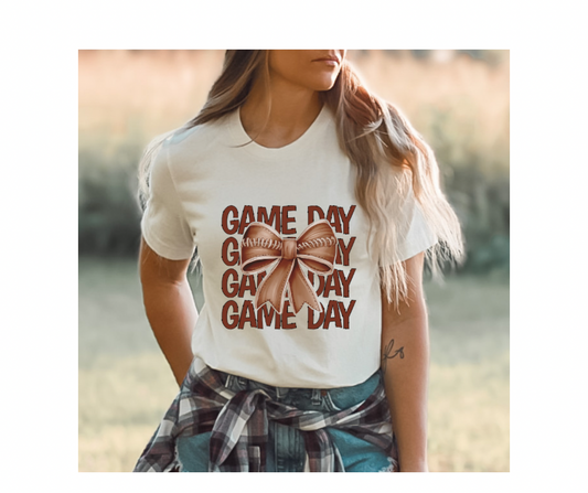 Game Day Football Bow Tee