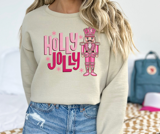 Pink Holly Jolly Nutcracker Sweatshirt