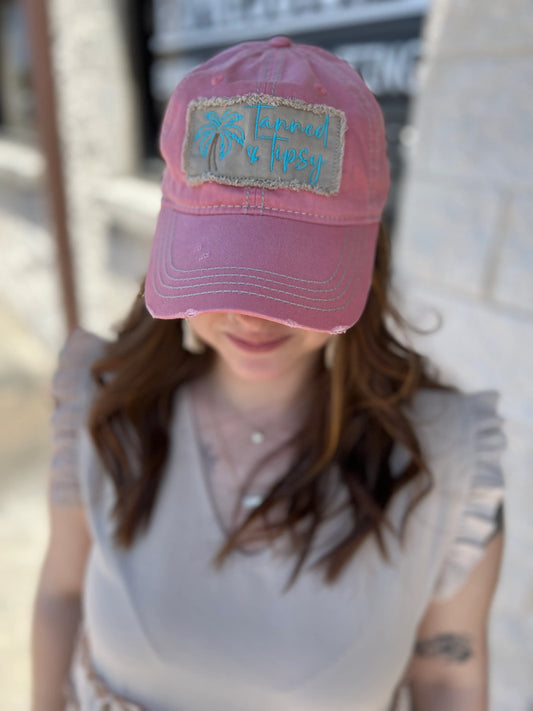 "Tanned and Tipsy" Embroidered Patch Hat