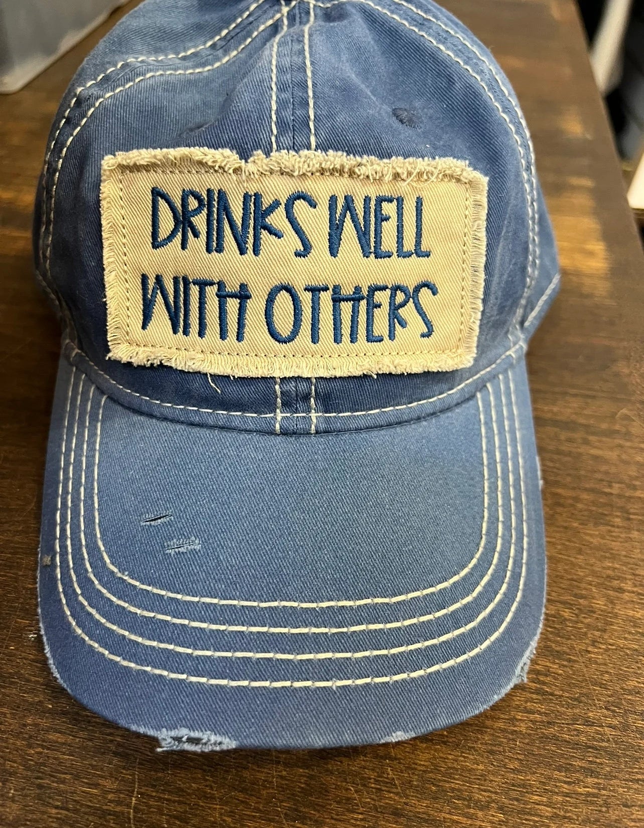 "Drinks well with others" Embroidered Patch Hat
