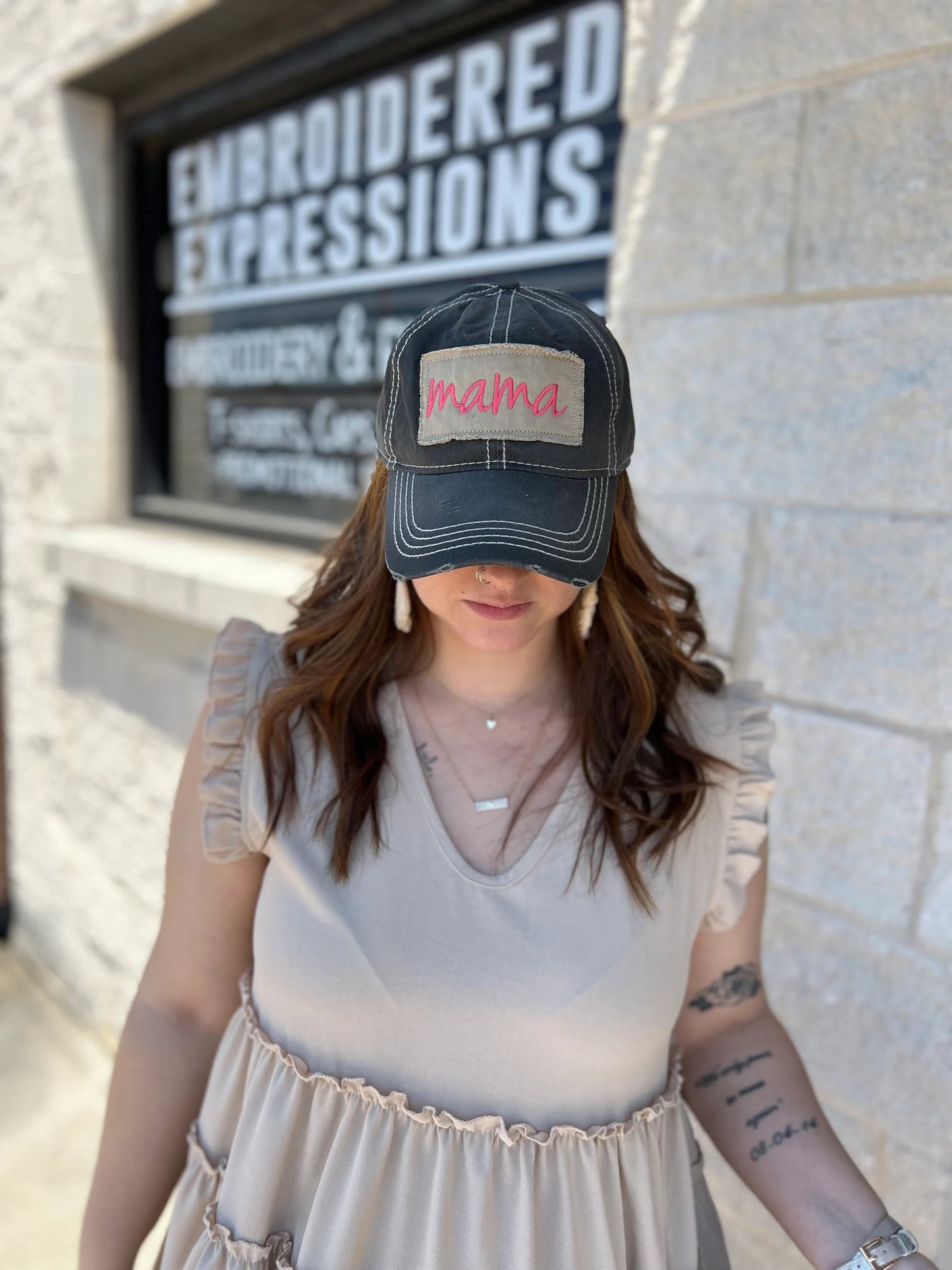 "MAMA" Embroidered patch hat