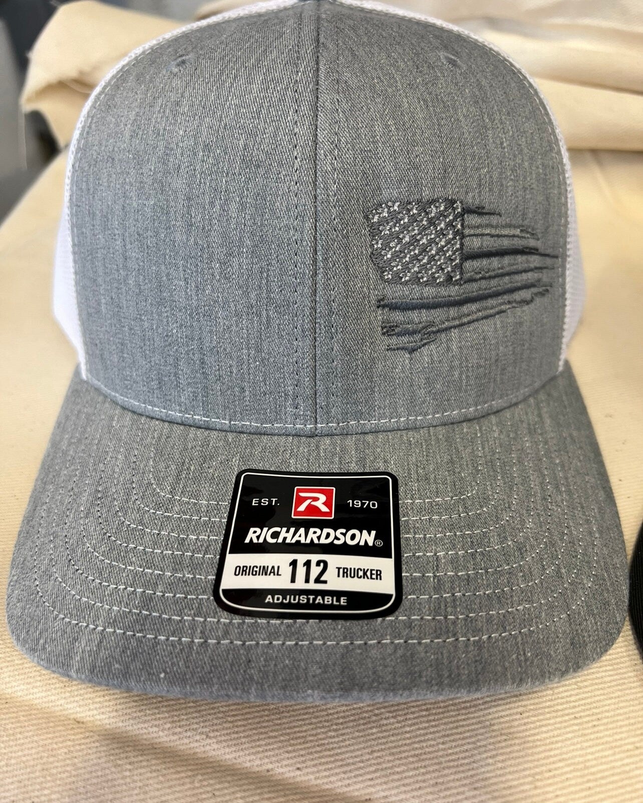 Richardson Distressed Flag Embroidered Trucker Hat