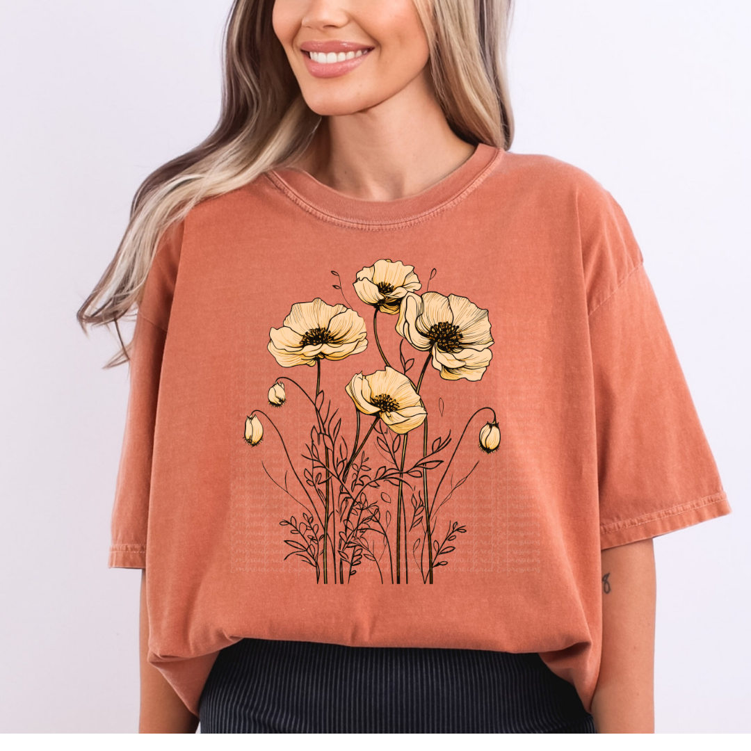 Boho Poppies Comfort Colors Tee