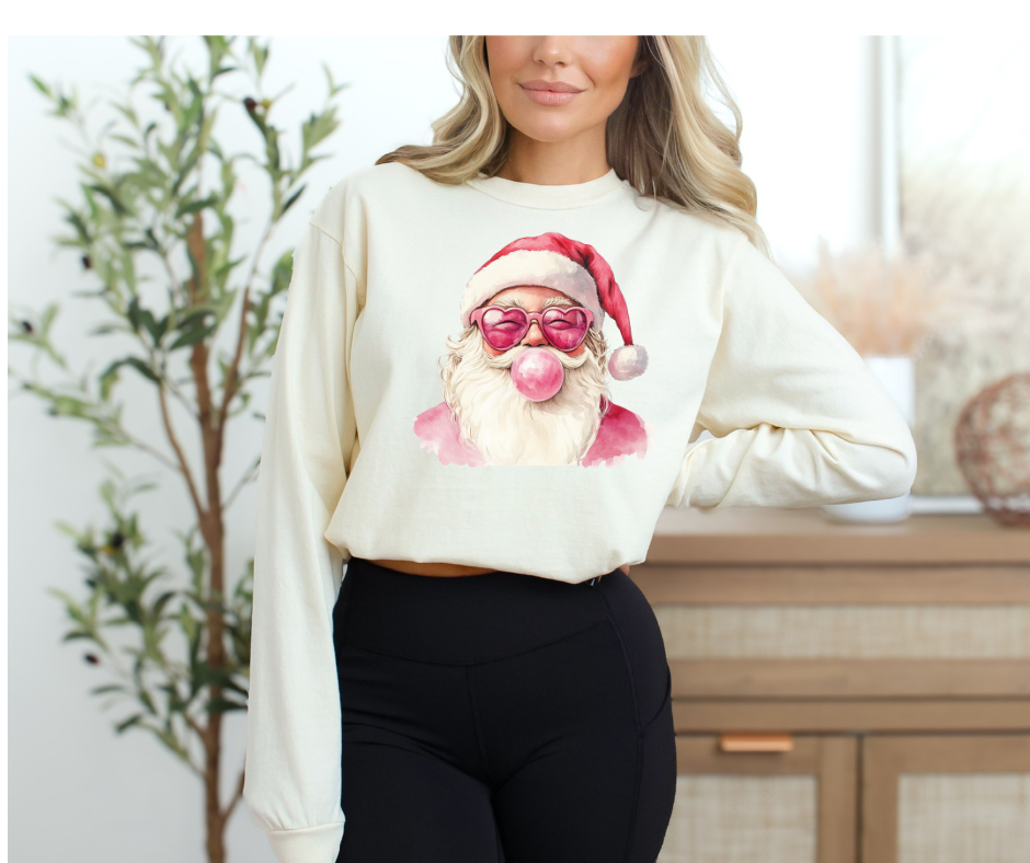 Santa Blowin’ Bubble Gum Sweatshirt